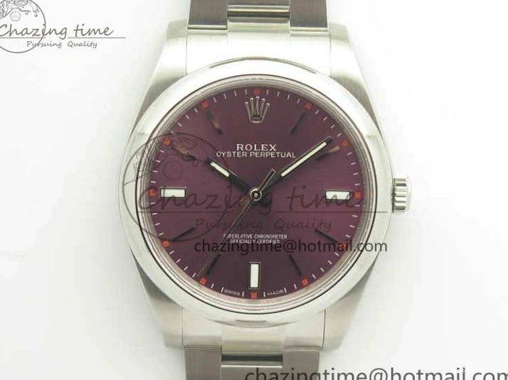 0508 Oyster Perpetual 39mm 114300 ARF 1:1 Best Edition 904L SS Case and Bracelet Red Grape Dial SH Packable 3392